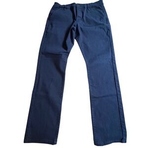 Fried Denim Mens Slim Fit Navy Blue Stretch Chino Pants 34x30 Actual (34x32 tag)